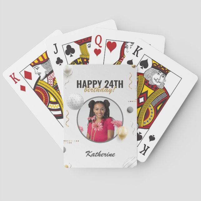 Happy Birthday Simple Custom Photo Gift Poker Cards (Back)