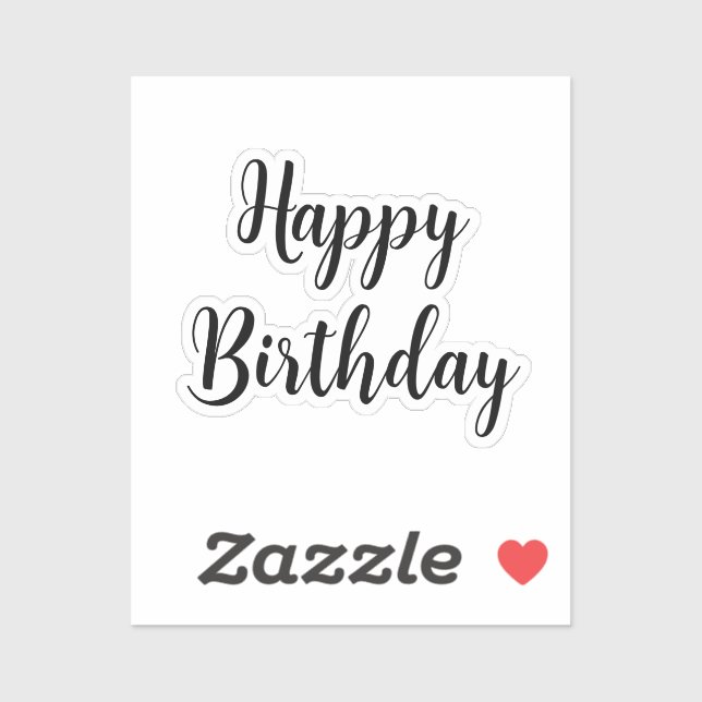 Happy Birthday Simple Minimalist Black Typography Sticker (Sheet)