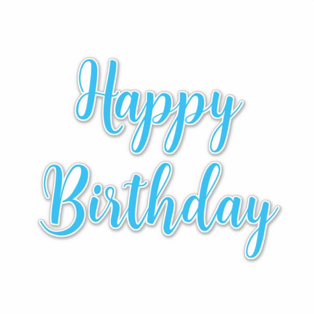 Happy Birthday Simple Minimalist Blue Typography Sticker (Front)