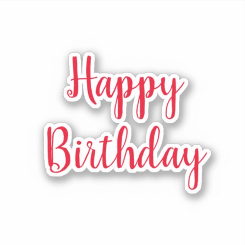 Happy Birthday Simple Minimalist Red Colorful Sticker