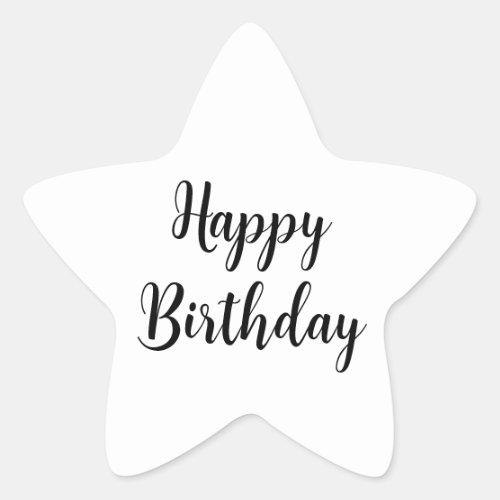 Happy Birthday Simple Minimalist Typography Black Star Sticker