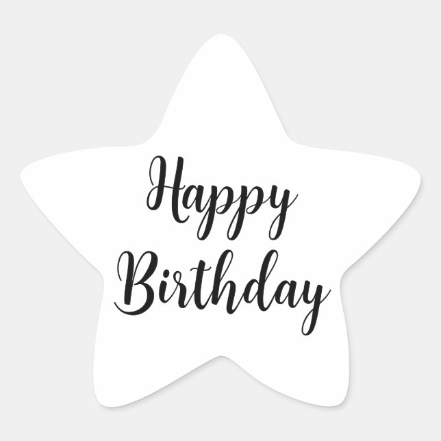 Happy Birthday Simple Minimalist Typography Black Star Sticker (Front)