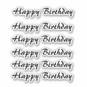Happy Birthday Simple Minimalist Typography Black Sticker