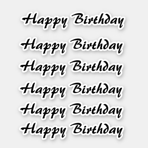Happy Birthday Simple Minimalist Typography Black Sticker