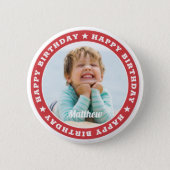Happy Birthday Simple Modern Custom Photo Button (Front)