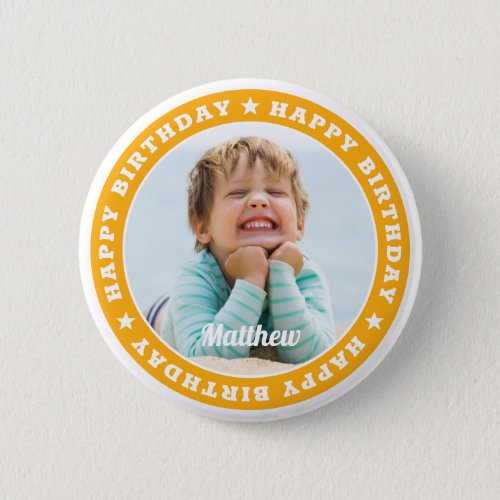 Happy Birthday Simple Modern Custom Photo Button
