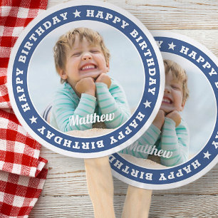 Happy Birthday Simple Modern Custom Photo Hand Fan