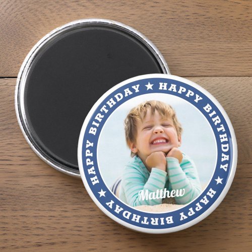 Happy Birthday Simple Modern Custom Photo Magnet