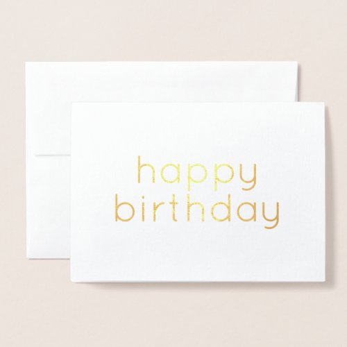 Happy birthday simple modern Gold Foil Card