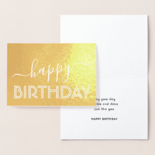Happy Birthday Simple Modern Minimalist Typography Foil Card