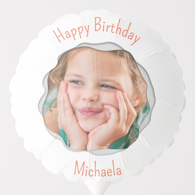 Happy Birthday Simple Modern Personalized Photo Balloon (Front)