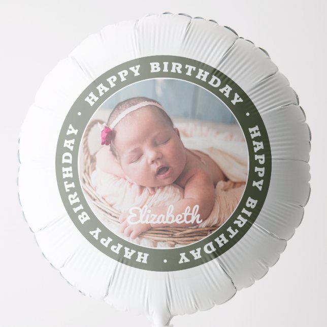 Happy Birthday Simple Modern Photo Balloon (Front)