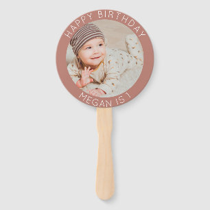Happy Birthday simple photo modern celebration Hand Fan