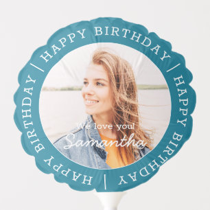 Happy Birthday Simple Preppy Modern Custom Photo Balloon