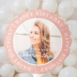 Happy Birthday Simple Preppy Modern Custom Photo Balloon