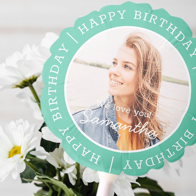Happy Birthday Simple Preppy Modern Custom Photo Balloon (Creator Uploaded)