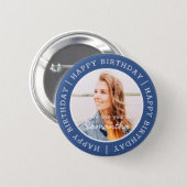 Happy Birthday Simple Preppy Modern Custom Photo Button (Front & Back)