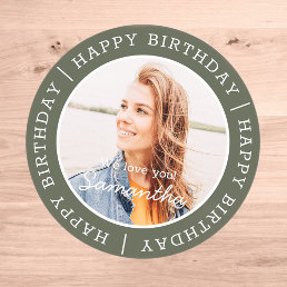 Happy Birthday Simple Preppy Modern Custom Photo Classic Round Sticker