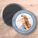 Happy Birthday Simple Preppy Modern Custom Photo Magnet<br><div class="desc">This simple and modern design is composed of serif typography and add a custom photo.</div>