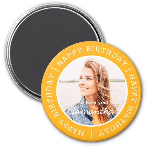 Happy Birthday Simple Preppy Modern Custom Photo Magnet