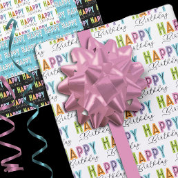 Happy Birthday Simple Typography  Wrapping Paper Sheets