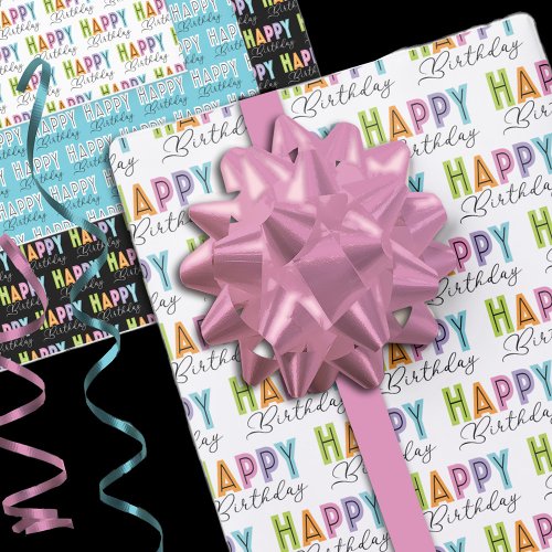 Happy Birthday Simple Typography  Wrapping Paper Sheets