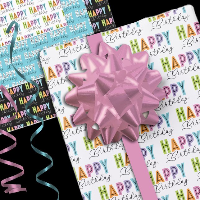 Happy Birthday Simple Typography  Wrapping Paper Sheets (Creator Uploaded)