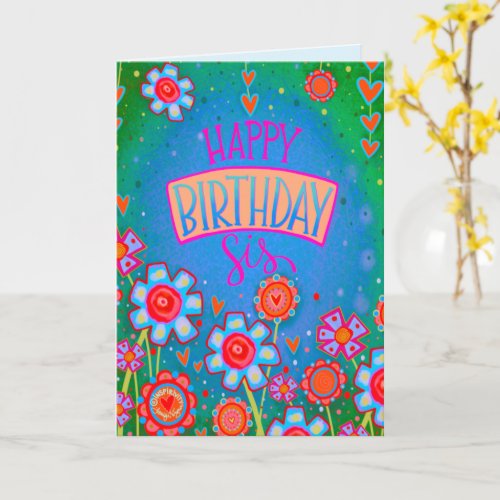 Happy Birthday Sis Pretty Floral Inspirivity Card