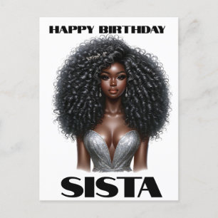 Happy birthday sista black woman melanin queens holiday postcard