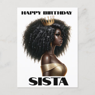 Happy birthday sista black woman melanin queens holiday postcard