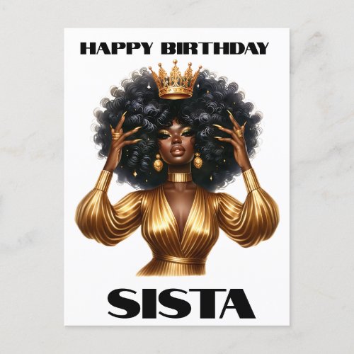 Happy birthday sista black woman melanin queens postcard