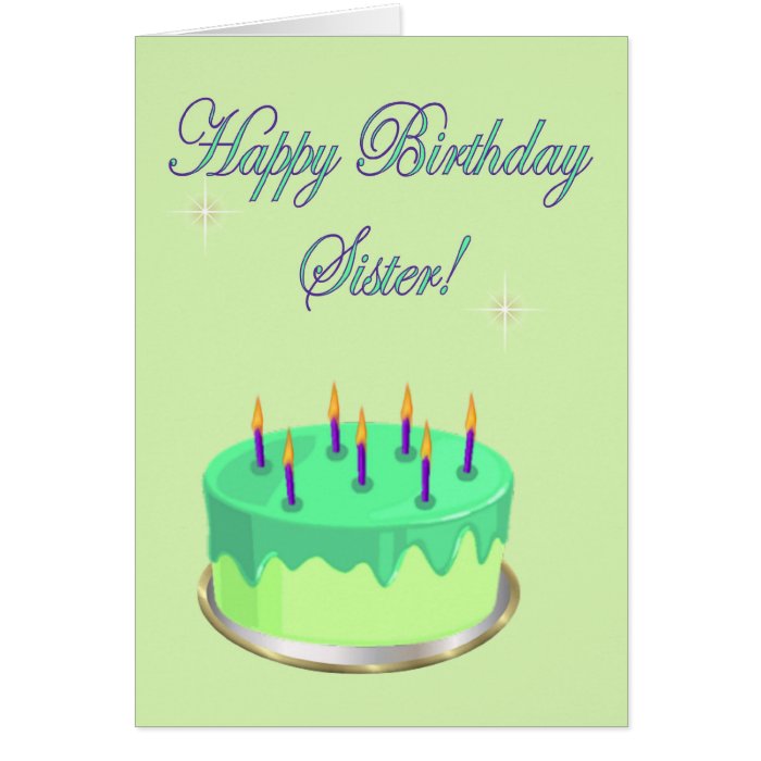 Happy Birthday Sister Birthday cake wishes Cards