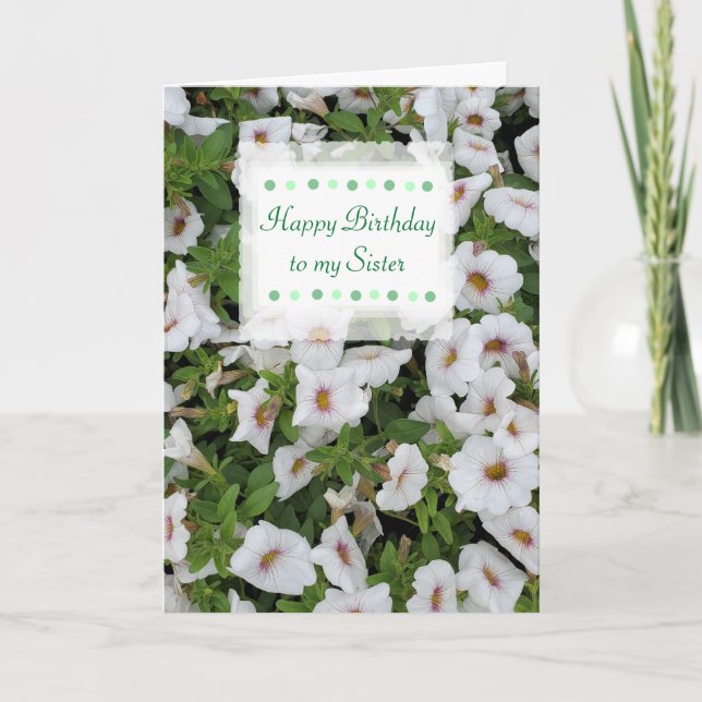 Happy Birthday Sister Custom Card Pretty Flowers (Front)
