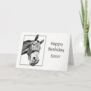 Happy Birthday Sister Custom Special Horse Wishes Card