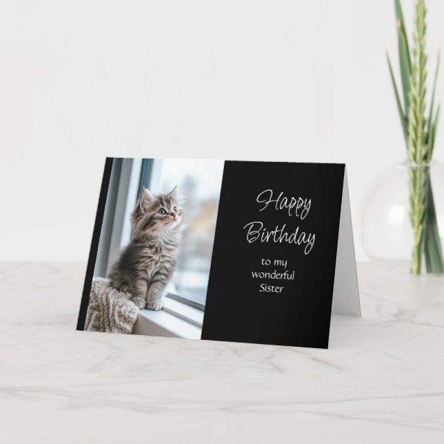 Happy Birthday Sister Custom Special Kitty Wishes Card (Front)