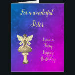 Happy Birthday Sister Fairy design<br><div class="desc">Pretty Happy Birthday Sister Fairy design greeting card.</div>