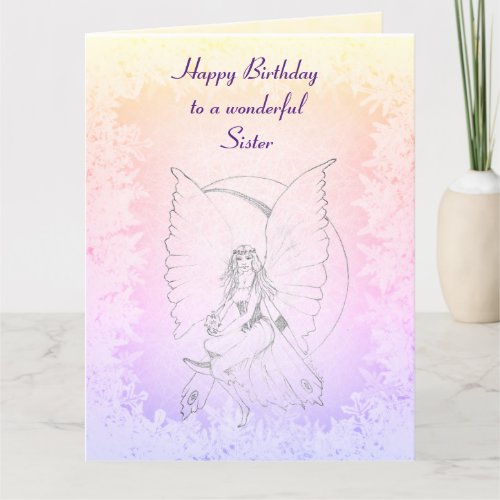 Happy Birthday Sister Fairy design Card