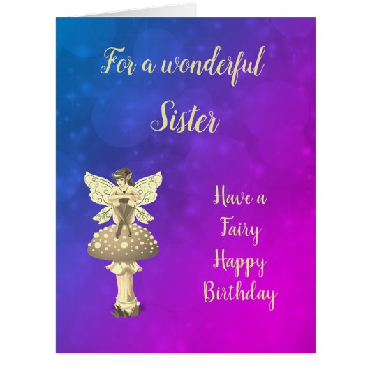 Happy Birthday Sister Fairy design Cards (Front)