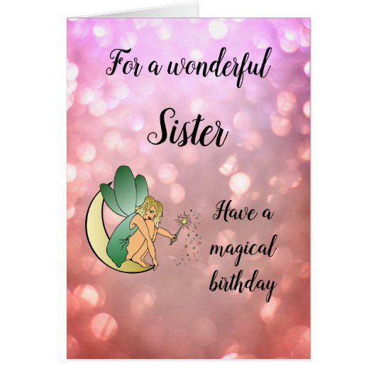 Happy Birthday Sister Fairy design Cards (Front)