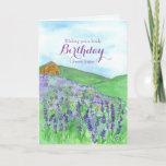 Happy Birthday Sister Honey Bees Lavender Field  Card<br><div class="desc">A pretty happy birthday for your sister featuring a quiet cottage in a field of lavender flowers with honey bees buzzing about on a summer day painted in watercolor.  You can change the wording to fit your needs.</div>