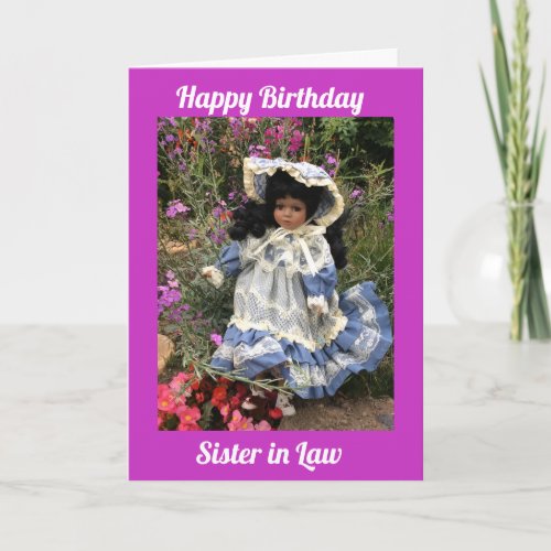 Happy Birthday sister in law Black doll 3 Card