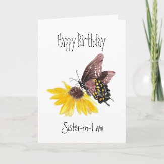 Happy Birthday Sister-in-Law Butterfly Garden Card