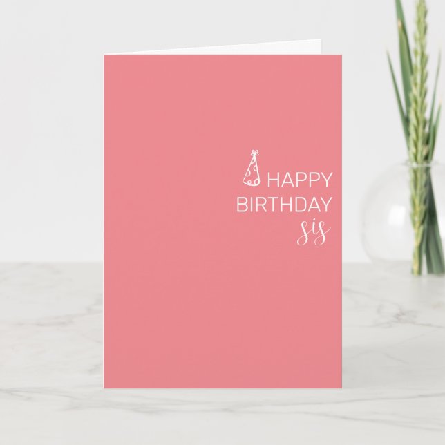 Happy Birthday Sister minimalistic Simple  Card (Front)