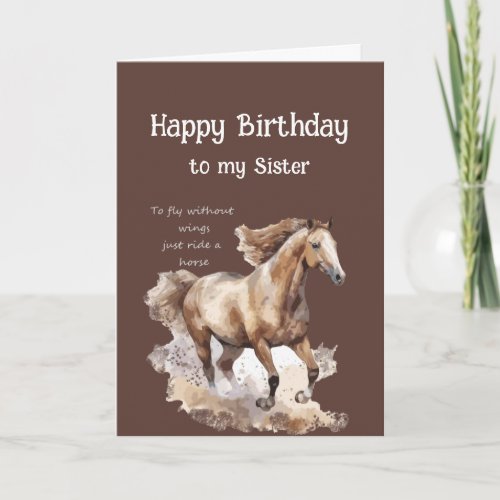 Happy Birthday Sister Ride Horses Quote Card