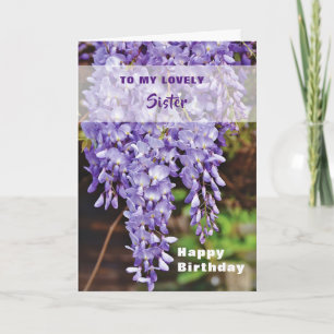 Happy Birthday Sister Wisteria Flowers Card