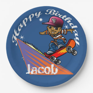 Happy Birthday Skateboarder Paper Plates
