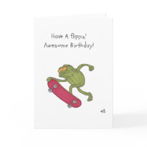 Happy Birthday Skateboarding Frog Card