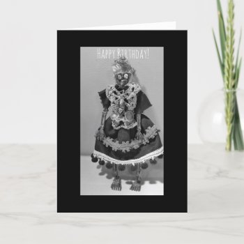 Happy Birthday Skeleton Woman Card by busycrowstudio at Zazzle