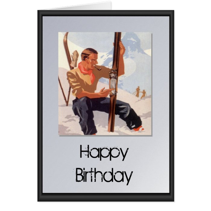 Happy Birthday   Ski time Card