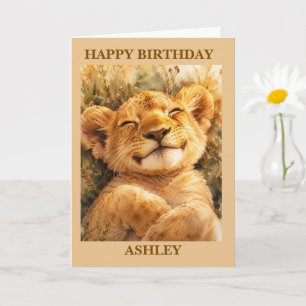 Happy Birthday Sleepy Lion unisex Card, Card